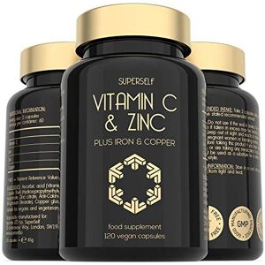 SuperSelf Vitamin C 1000mg with Zinc, Iron & Copper - 120 Vegan Capsules Immune Support, SuperSelf Vitamin C 1000mg with Zinc, Iron & Copper - 120 Vegan Capsules Immune Support,
