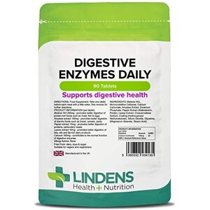 Lindens Digestive Enzymes Daily Tablets - 90 Pack - Contains Betaine Hcl, Papain Lindens Digestive Enzymes Daily Tablets - 90 Pack - Contains Betaine Hcl, Papain