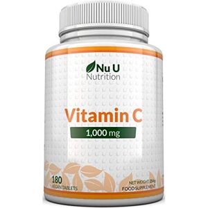 Nu U Nutrition Vitamin C 1000mg 180 Tablets (6 Month's Supply) Ascorbic Acid, Suitable for Nu U Nutrition Vitamin C 1000mg 180 Tablets (6 Month's Supply) Ascorbic Acid, Suitable for