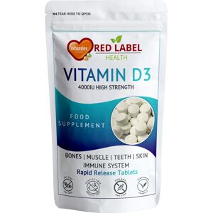 Red Label Health Vitamin D3 4000IU - 180 Tablets - High Strength Immune, Bone & Teeth Health Red Label Health Vitamin D3 4000IU - 180 Tablets - High Strength Immune, Bone & Teeth Health