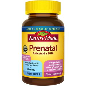 Nature Made Prenatal Multivitamin, Folic Acid + DHA, 60 Softgels Nature Made Prenatal Multivitamin, Folic Acid + DHA, 60 Softgels