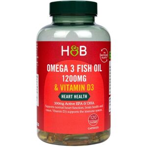 Unbranded H&B Omega 3 1200mg Plus Omega Plus D3 Capsules 120's Unbranded H&B Omega 3 1200mg Plus Omega Plus D3 Capsules 120's
