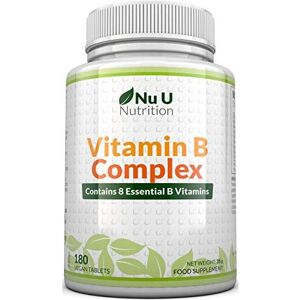 Nu U Nutrition Vitamin B Complex 180 Tablets 6 Month Supply Contains All 8 B Vitamins in 1 Tabl Nu U Nutrition Vitamin B Complex 180 Tablets 6 Month Supply Contains All 8 B Vitamins in 1 Tabl