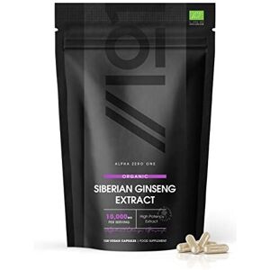 Alpha01 Organic Siberian Ginseng 10,000mg 15:1 Extract - 120 Vegan Capsules, 5% Alpha01 Organic Siberian Ginseng 10,000mg 15:1 Extract - 120 Vegan Capsules, 5%