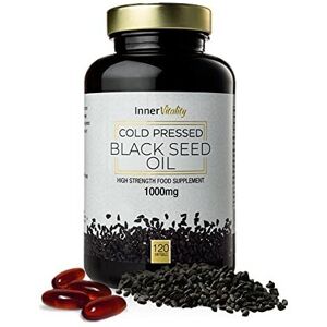 Inner Vitality Black Seed Oil Softgels 1000mg, Double Strength, Cold-Pressed Virgin Oil, 3X Thy Inner Vitality Black Seed Oil Softgels 1000mg, Double Strength, Cold-Pressed Virgin Oil, 3X Thy