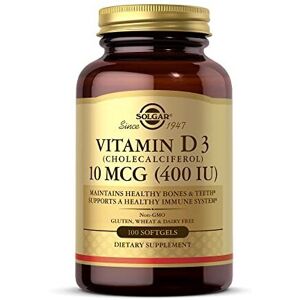 Solgar Vitamin D3 400 IU (10 μg) Softgels - Pack of 100 - Cholecalciferol - Keeps Bones Solgar Vitamin D3 400 IU (10 μg) Softgels - Pack of 100 - Cholecalciferol - Keeps Bones