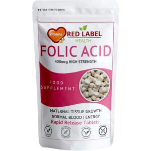 Red Label Health Folic Acid 400mcg 60 Tablets High Strength Reduce Tiredness Fatigue Red Label Health Folic Acid 400mcg 60 Tablets High Strength Reduce Tiredness Fatigue