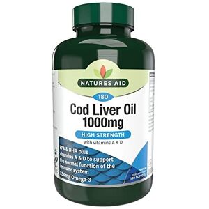 Natures Aid Cod Liver Oil, 1000 mg, 180 Softgel Capsules (High Strength, 254 mg Omega-3 with Natures Aid Cod Liver Oil, 1000 mg, 180 Softgel Capsules (High Strength, 254 mg Omega-3 with