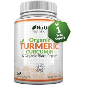 Nu U Nutrition Turmeric Curcumin Organic High Strength 600mg, 365 Capsules with Organic Black P Nu U Nutrition Turmeric Curcumin Organic High Strength 600mg, 365 Capsules with Organic Black P