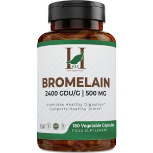 h&c herbal ingredients expert H&C Bromelain Veg. Capsules 500 mg (2400 GDU/g) - 180 Capsules from Pineapple Ex h&c herbal ingredients expert H&C Bromelain Veg. Capsules 500 mg (2400 GDU/g) - 180 Capsules from Pineapple Ex