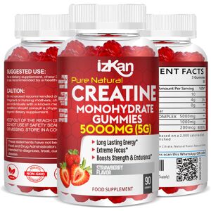 Izkan Creatine Gummies 5000mg (5G) for Men & Women - 90 Chewable Creatine Monohydrate Izkan Creatine Gummies 5000mg (5G) for Men & Women - 90 Chewable Creatine Monohydrate