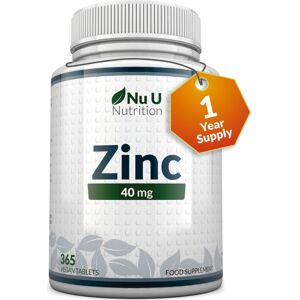 Nu U Nutrition Zinc Tablets 40mg - 365 Vegan Tablets - 1 Year Supply - 1 Easy to Swallow Zinc G Nu U Nutrition Zinc Tablets 40mg - 365 Vegan Tablets - 1 Year Supply - 1 Easy to Swallow Zinc G