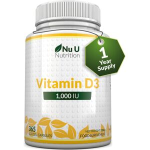 Nu U Nutrition Vitamin D3 1000IU - 365 Softgels - 1 Year Supply - Vitamin D Supplement - High A Nu U Nutrition Vitamin D3 1000IU - 365 Softgels - 1 Year Supply - Vitamin D Supplement - High A