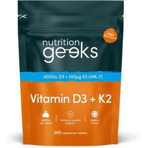 Nutrition Geeks Vitamin D3 4000 iu & Vitamin K2 MK7 100μg 1 Year Supply 365 Easy Nutrition Geeks Vitamin D3 4000 iu & Vitamin K2 MK7 100μg 1 Year Supply 365 Easy