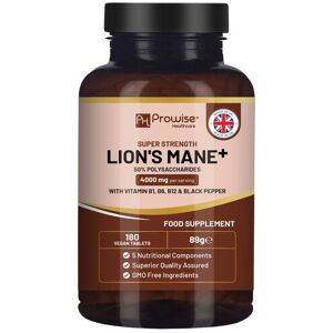 Prowise Healthcare 180 Lions Mane Supplement 4000mg Vitamin B1,B6,B12& Black Pepper Vegan Prowise Healthcare 180 Lions Mane Supplement 4000mg Vitamin B1,B6,B12& Black Pepper Vegan