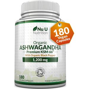 Nu U Nutrition Organic Ashwagandha KSM-66 1200mg - 180 Vegan Capsules not Tablets - High Streng Nu U Nutrition Organic Ashwagandha KSM-66 1200mg - 180 Vegan Capsules not Tablets - High Streng