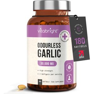 VitaBright Odourless Garlic Capsules High Strength 30,000mg, 180 Garlic Oil Capsules (Daily VitaBright Odourless Garlic Capsules High Strength 30,000mg, 180 Garlic Oil Capsules (Daily