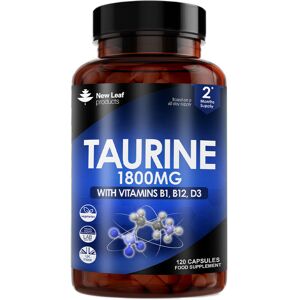 New Leaf Product Taurine Supplement - 1800mg Taurine Capsules + Vitamin B1, B12 & D3 New Leaf Product Taurine Supplement - 1800mg Taurine Capsules + Vitamin B1, B12 & D3