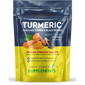 Right Choice Supplements Turmeric, Ginger & Black Pepper 4000 mg Tablets (per Serving), High Strength Cur Right Choice Supplements Turmeric, Ginger & Black Pepper 4000 mg Tablets (per Serving), High Strength Cur