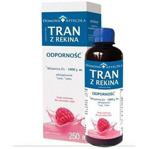 DOMOWA APTECZKA Tran z Rekina, dla dzieci powyżej 3 lat i dorosłych, smak malinowy, 250 ml DOMOWA APTECZKA Tran z Rekina, dla dzieci powyżej 3 lat i dorosłych, smak malinowy, 250 ml