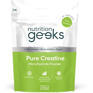 Nutrition Geeks Pure Creatine Monohydrate Powder - 315g (90 Servings) - Easy Dissolve Creatine P Nutrition Geeks Pure Creatine Monohydrate Powder - 315g (90 Servings) - Easy Dissolve Creatine P