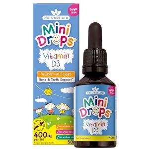 Natures Aid Mini Drops Vitamin D3 50ml for Infants & Kids - Bone, Teeth, Health Natures Aid Mini Drops Vitamin D3 50ml for Infants & Kids - Bone, Teeth, Health