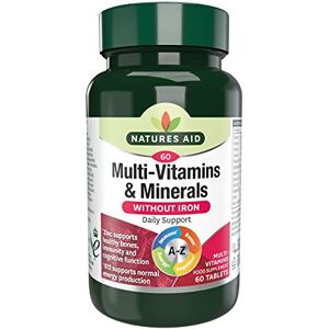 Natures Aid Multivitamins & Minerals Without Iron - High Strength One-a-Day Mult Natures Aid Multivitamins & Minerals Without Iron - High Strength One-a-Day Mult