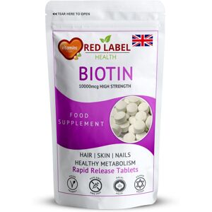 Red Label Health Biotin 100 Tablets 10000mcg Supplement for Hair Growth, Skin, Nails Red Label Health Biotin 100 Tablets 10000mcg Supplement for Hair Growth, Skin, Nails