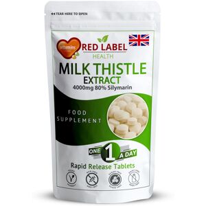 Red Label Health Milk Thistle 4000mg 400 Tablets High Strength 80% Silymarin Vegan UK Red Label Health Milk Thistle 4000mg 400 Tablets High Strength 80% Silymarin Vegan UK