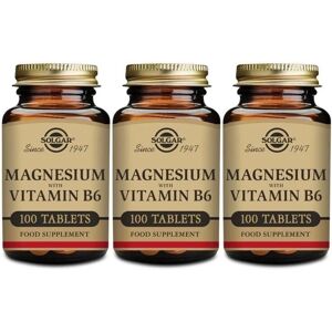 3x Solgar Magnesium with Vitamin B6 100 Tablets Support 3x Solgar Magnesium with Vitamin B6 100 Tablets Support