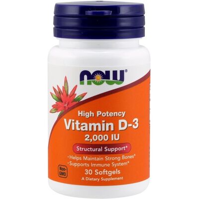 NOW Foods Vitamin D-3 2000 IU - Supports Bone & Immune - 30 Softgels NOW Foods Vitamin D-3 2000 IU - Supports Bone & Immune - 30 Softgels