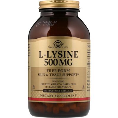 Solgar L-Lysine 500 mg - Skin Tissue Support - Dietary Supplement Solgar L-Lysine 500 mg - Skin Tissue Support - Dietary Supplement