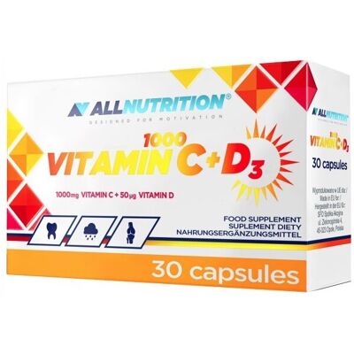 Allnutrition Vitamin C 1000 + D3 - Immune Support - 30 Caps Allnutrition Vitamin C 1000 + D3 - Immune Support - 30 Caps