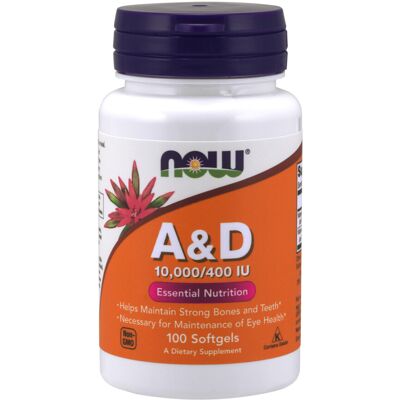 Now Foods Vitamin A & D - Bone & Teeth Support - 100 Softgels Now Foods Vitamin A & D - Bone & Teeth Support - 100 Softgels