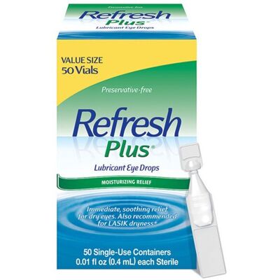 Refresh Plus Non-Preserved Tears Lubricant Eye Drops, 50 Single-Use Vials, 0.4 m Refresh Plus Non-Preserved Tears Lubricant Eye Drops, 50 Single-Use Vials, 0.4 m