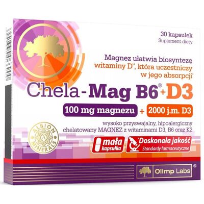 OLIMP - CHELA MAG B6+D3 - Magnesium Chelate - 30 capsules - Dietary supplement OLIMP - CHELA MAG B6+D3 - Magnesium Chelate - 30 capsules - Dietary supplement