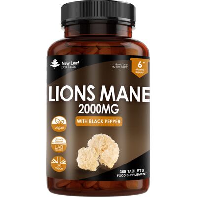 new leaf products Lions Mane Mushroom 2000mg - 365 High Strength Vegan Tablets - Lion's Mane Suppl new leaf products Lions Mane Mushroom 2000mg - 365 High Strength Vegan Tablets - Lion's Mane Suppl