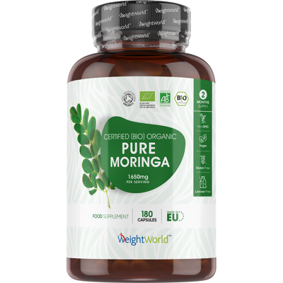 WeightWorld Organic Moringa 1650mg 180 Vegan Leaf Capsules, High Strength WeightWorld Organic Moringa 1650mg 180 Vegan Leaf Capsules, High Strength