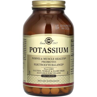 Solgar Potassium Tablets - Dietary Supplement - 250 Tablets Solgar Potassium Tablets - Dietary Supplement - 250 Tablets