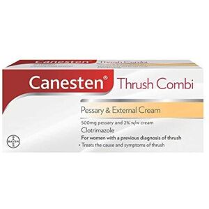 Canesten Thrush Combi Pessary & External Cream Clotrimazole Thrush Treatment Canesten Thrush Combi Pessary & External Cream Clotrimazole Thrush Treatment