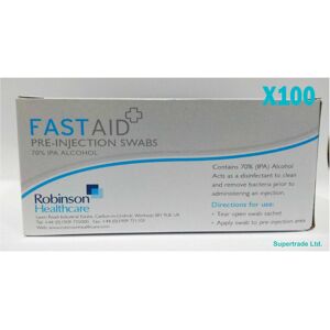 Robinson FastAid Pre-Injection Swabs - 70% Isopropyl Alcohol (IPA) Pack of 100 (X 6 Packs Robinson FastAid Pre-Injection Swabs - 70% Isopropyl Alcohol (IPA) Pack of 100 (X 6 Packs