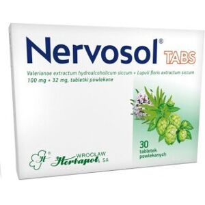 HERBAPOL WROCLAW Nervosol Tabs 100 mg + 32 mg, 30 Tablets - Comprehensive Nervous System Support HERBAPOL WROCLAW Nervosol Tabs 100 mg + 32 mg, 30 Tablets - Comprehensive Nervous System Support