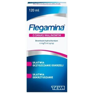 TEVA PHARMACEUTICALS Flegamina, syrup raspberry flavor, 120ml Sore Throat Cold & Flu TEVA PHARMACEUTICALS Flegamina, syrup raspberry flavor, 120ml Sore Throat Cold & Flu