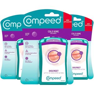 Compeed Cold Sore Discreet Healing Patch, 45 Patches (3 Packs of 15), Cold Sore Compeed Cold Sore Discreet Healing Patch, 45 Patches (3 Packs of 15), Cold Sore
