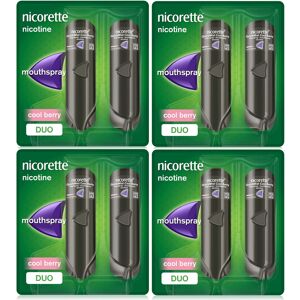 Nicorette QuickMist Cool Berry 2 x 150 1mg Mouth Spray (Bundle of 4) Nicorette QuickMist Cool Berry 2 x 150 1mg Mouth Spray (Bundle of 4)