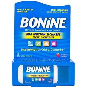 Bonine Antiemetic Chewable Motion-Sickness Relief Tablets, Raspberry - 12 ct Bonine Antiemetic Chewable Motion-Sickness Relief Tablets, Raspberry - 12 ct