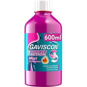 Gaviscon Double Action Liquid Heartburn & Indigestion Relief Mint Flavour, 600ml Gaviscon Double Action Liquid Heartburn & Indigestion Relief Mint Flavour, 600ml