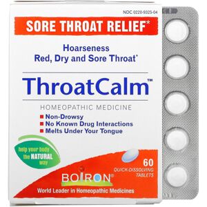 Boiron, ThroatCalm, Sore Throat Relief, 60 Quick-Dissolving Tablets Boiron, ThroatCalm, Sore Throat Relief, 60 Quick-Dissolving Tablets