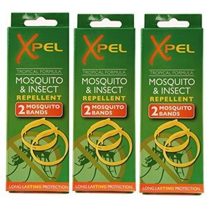 3 x 2 x Adult Xpel Tropical Formula Mosquito/Insect Repellent Bands (Deet Free) 3 x 2 x Adult Xpel Tropical Formula Mosquito/Insect Repellent Bands (Deet Free)