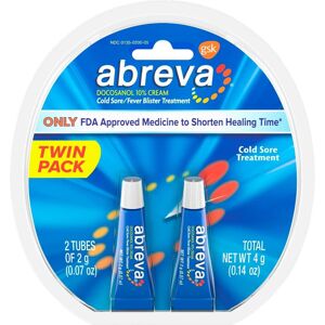 ABREVA Cold Sore Treatment TWIN PACK Fever Blisters .14 oz / 4g ABREVA Cold Sore Treatment TWIN PACK Fever Blisters .14 oz / 4g